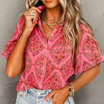 Floral Short Sleeve Buttoned Shirt