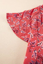 Floral Short Sleeve Crinkled Summer Blouse