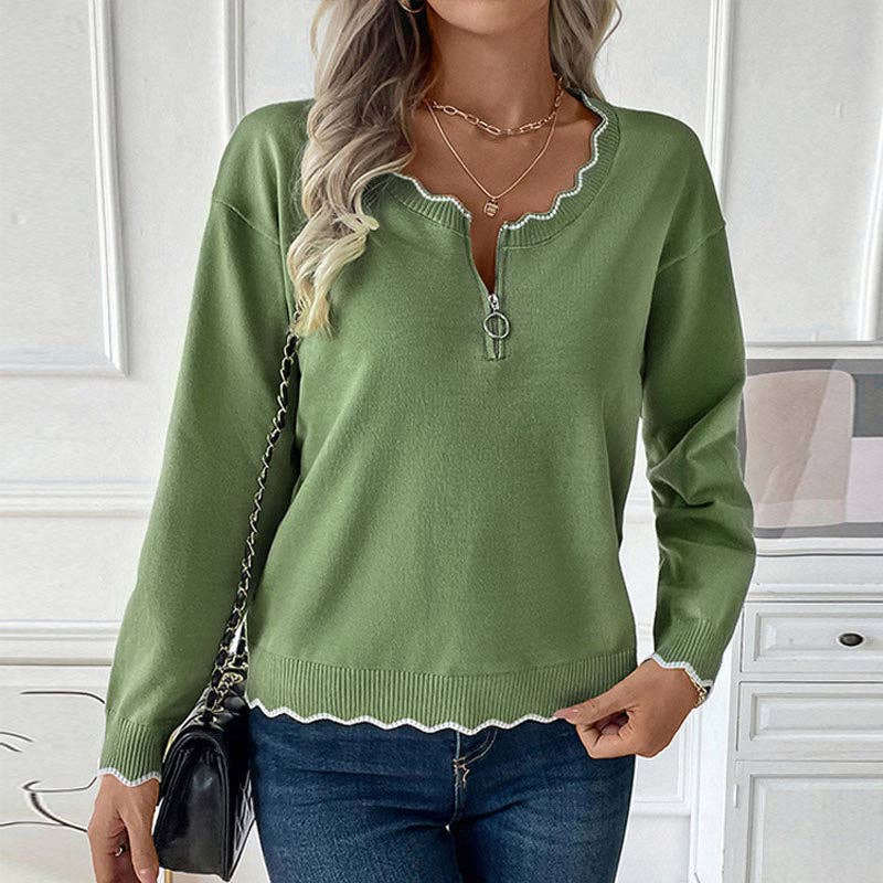 Contrasting Edge Knitted Sweater