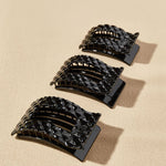 Flat Rectangle Hair Clip | Jet Black Quilted