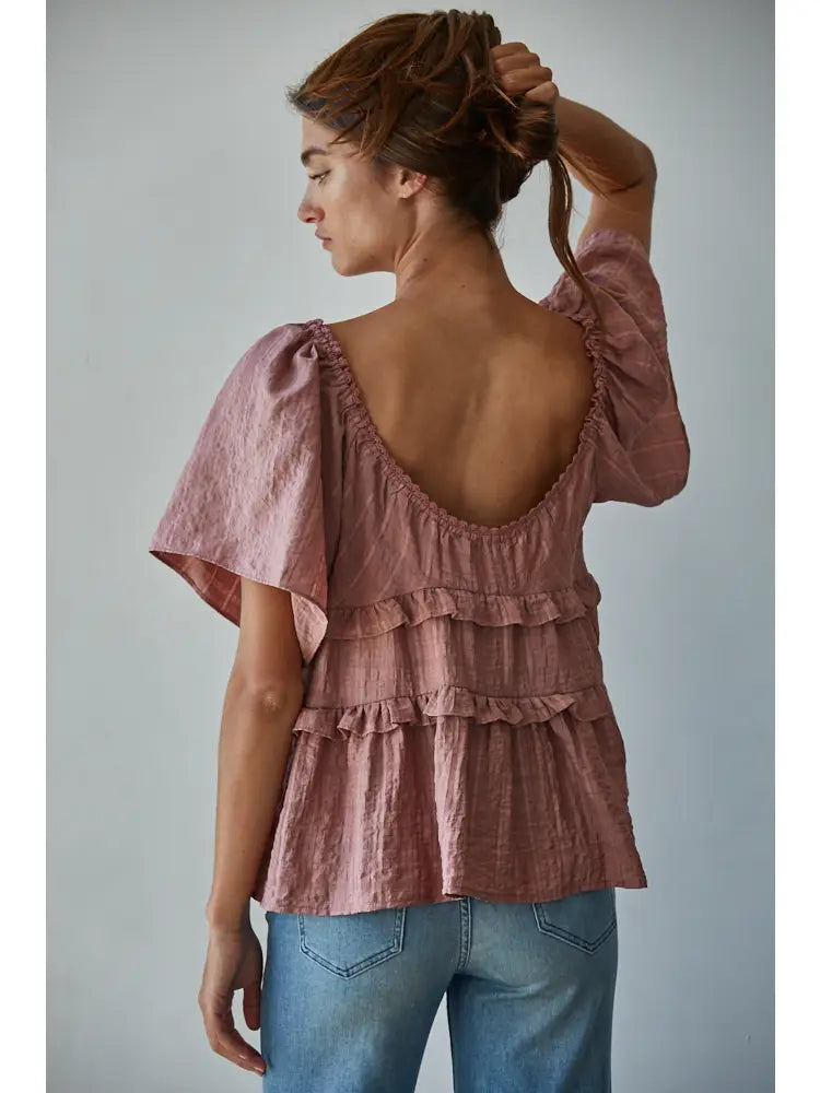 Mauve Ruffle Top