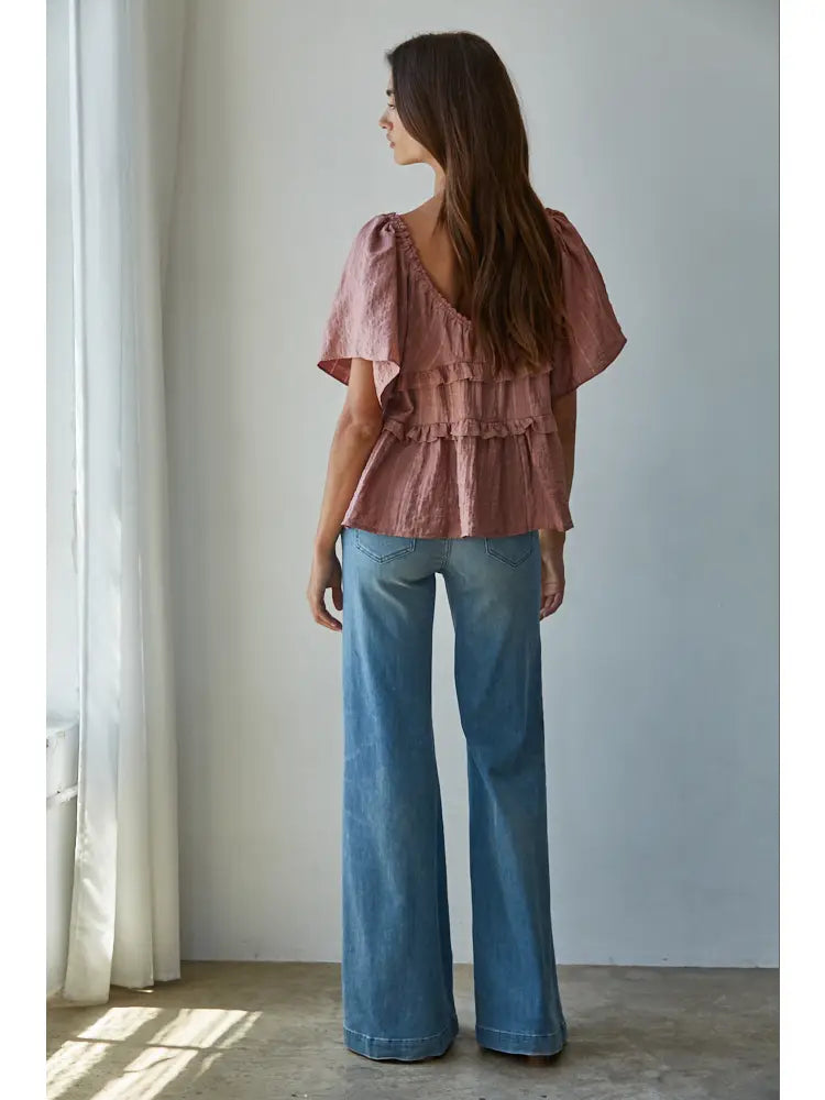 Mauve Ruffle Top