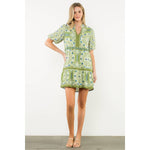 Puff Sleeve Abstract Print Dress