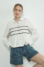 CONTRAST LACE BABYDOLL BUTTON DOWN SHIRTS