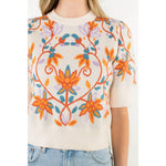 Short Sleeve Floral Knit Top
