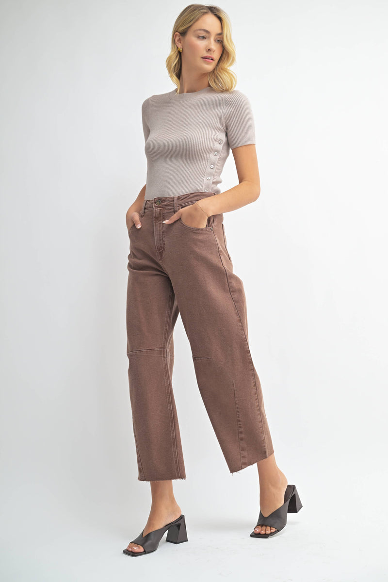 Barrel Jean w/ Seams - Espresso