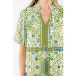 Puff Sleeve Abstract Print Dress