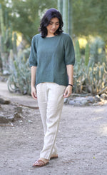 Coralee Double Cotton Gauze Top Green