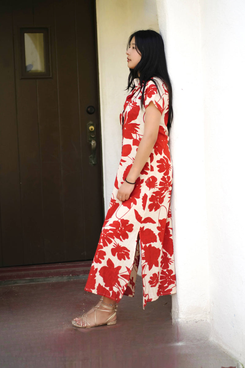 Carrie Cotton Dress Rust Beige