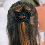 Flat Round Hair Clip | Jet Black Quilted