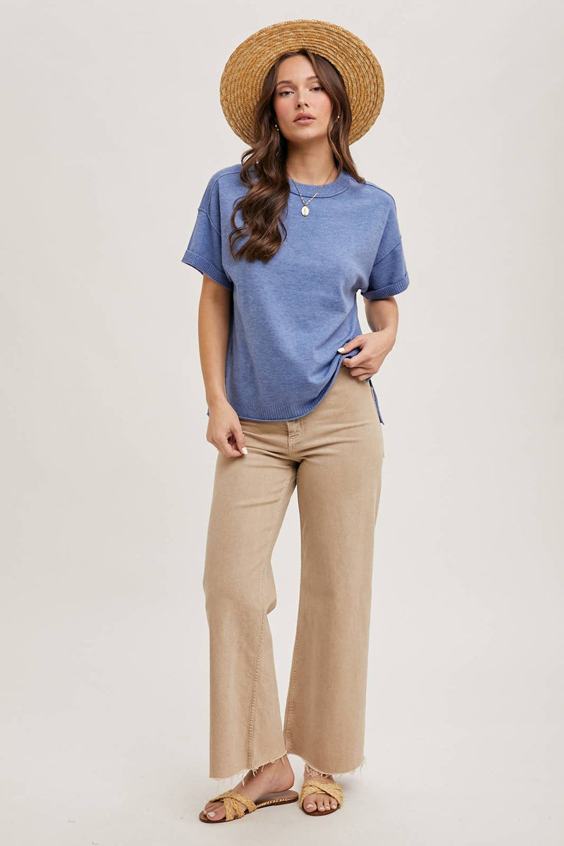 Crew Neck Knit T-Shirt