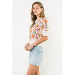 Short Sleeve Floral Knit Top