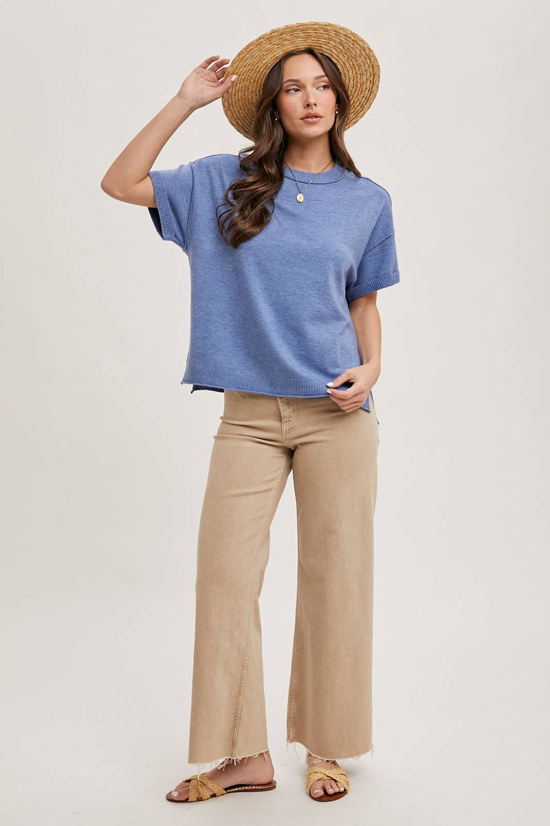 Crew Neck Knit T-Shirt