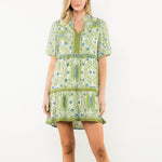 Puff Sleeve Abstract Print Dress