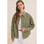 Embroydery Cotton Twill Utility Jacket