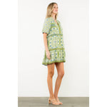 Puff Sleeve Abstract Print Dress