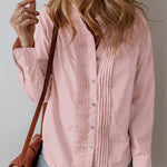 Pleated Long Sleeve Buttoned Shirt