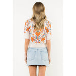 Short Sleeve Floral Knit Top