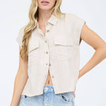 Collared Short Sleeve Button Down