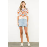 Short Sleeve Floral Knit Top