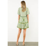 Puff Sleeve Abstract Print Dress