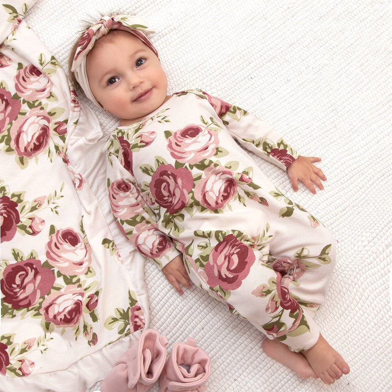 Baby Girl's Cabbage Rose Cotton Romper