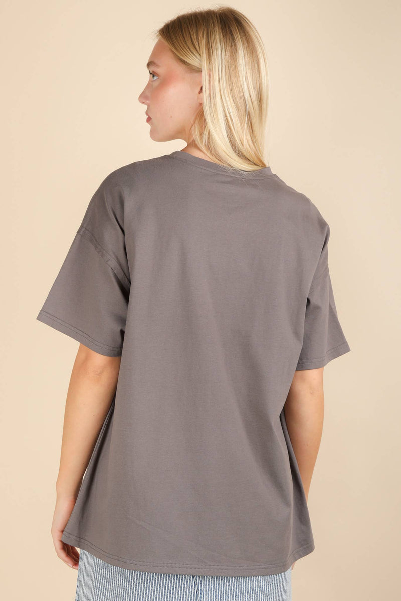 Oversized Cowboy Graphic Screen Print Knit Top
