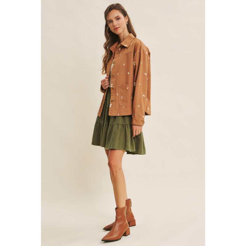 Embroydery Cotton Twill Utility Jacket