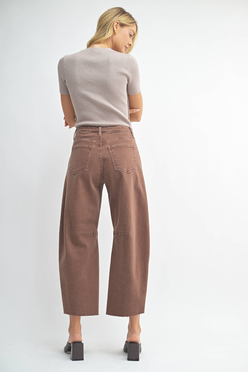 Barrel Jean w/ Seams - Espresso