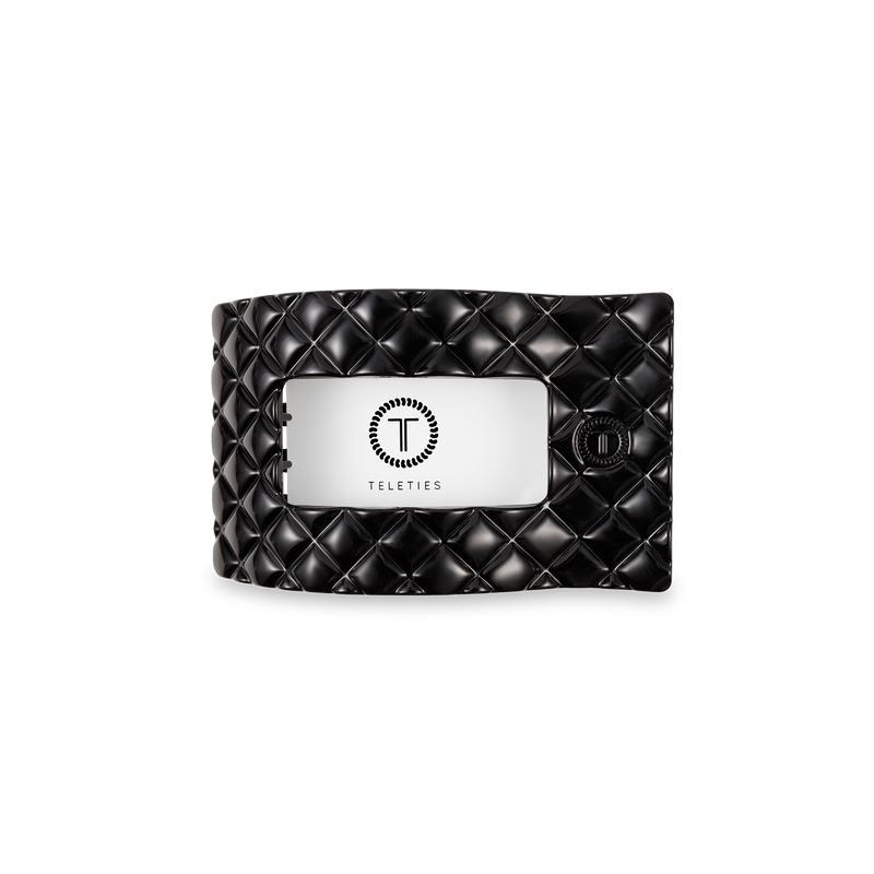 Flat Rectangle Hair Clip | Jet Black Quilted