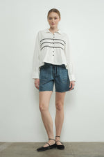 CONTRAST LACE BABYDOLL BUTTON DOWN SHIRTS