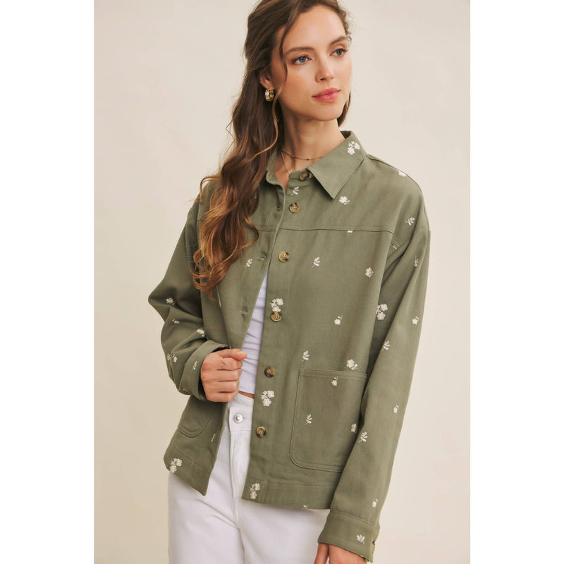 Embroydery Cotton Twill Utility Jacket