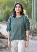 Coralee Double Cotton Gauze Top Green