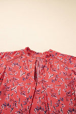 Floral Short Sleeve Crinkled Summer Blouse