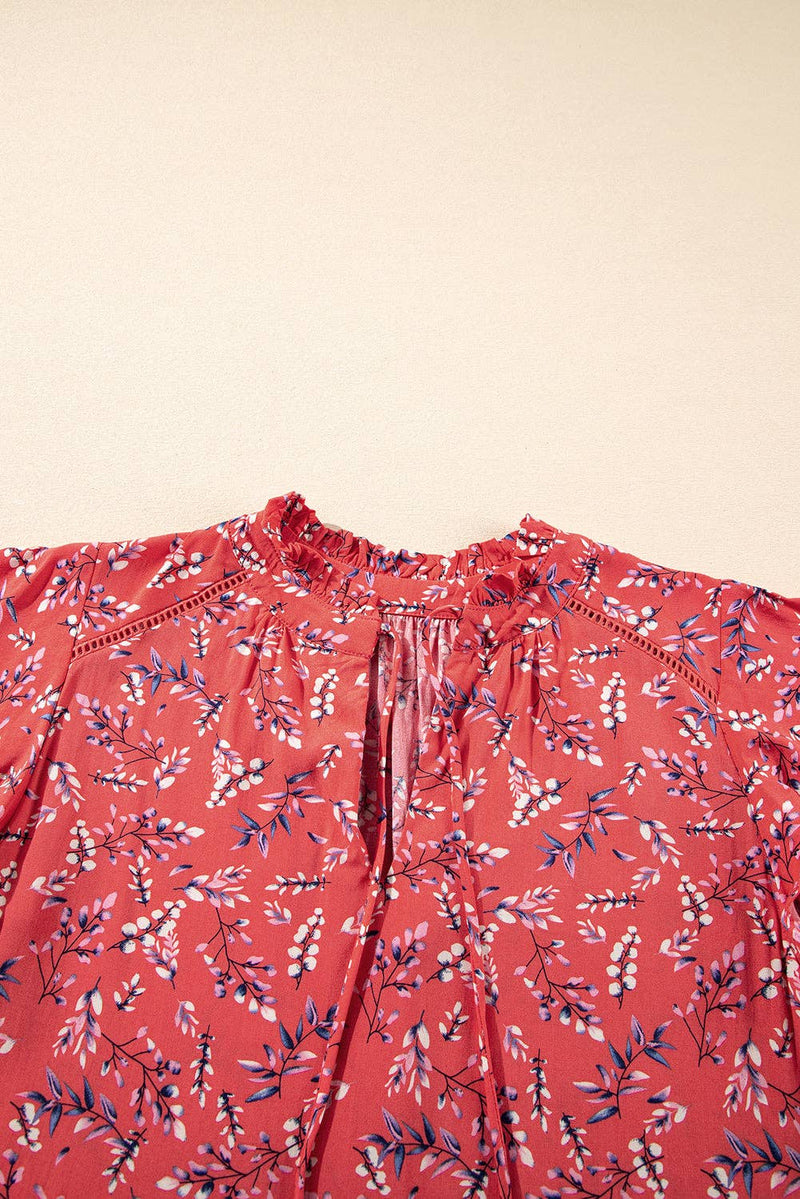Floral Short Sleeve Crinkled Summer Blouse