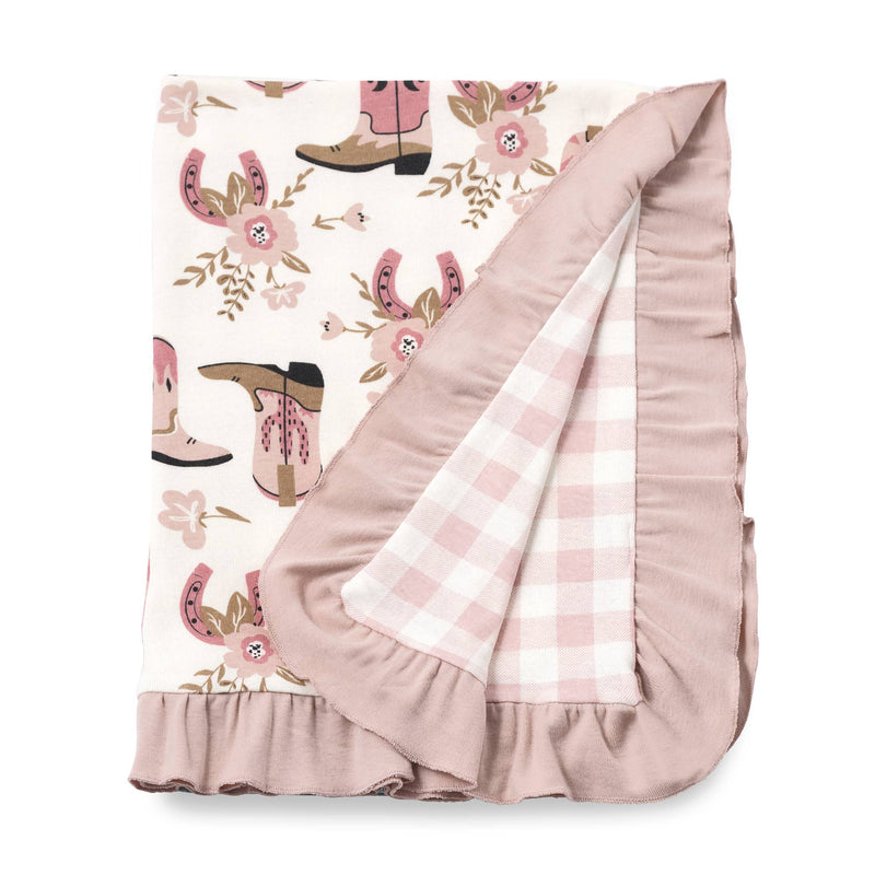 Baby Girl's Cowgirl Boots Western Stroller Blanket