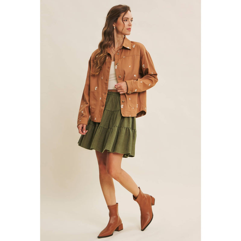 Embroydery Cotton Twill Utility Jacket