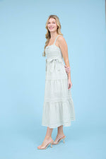 Stiped Tiered Midi Dress