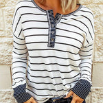 Striped Color Block Buttoned Waffle Knit Shirt