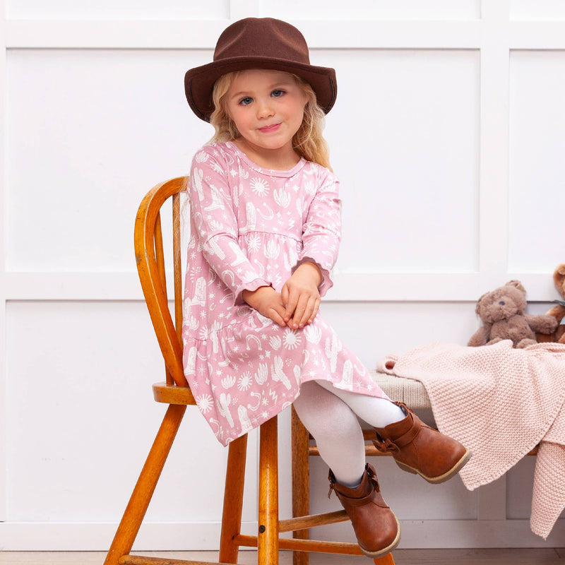 Girl's Wild West/Pink Bamboo Tiered Dress