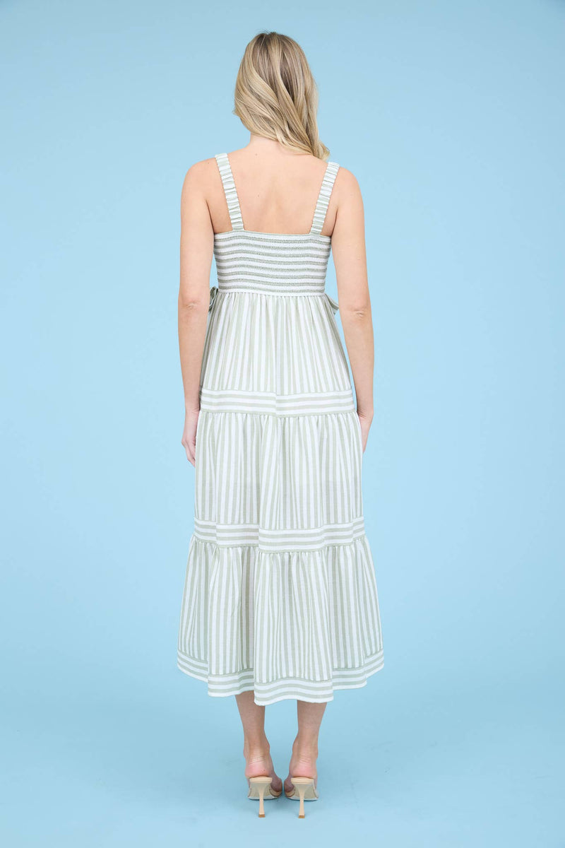 Stiped Tiered Midi Dress