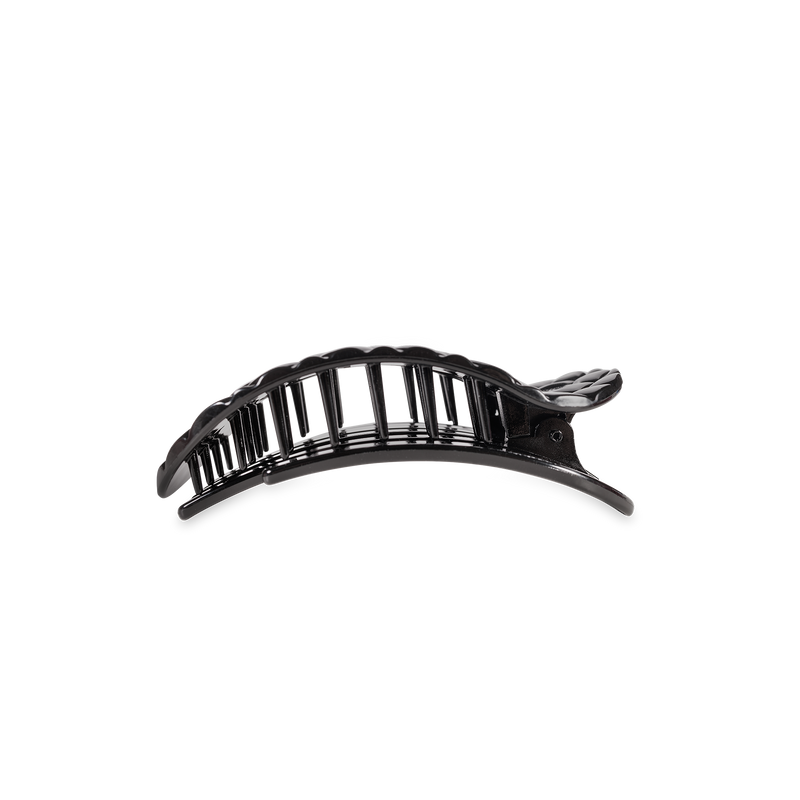 Flat Round Hair Clip | Jet Black Quilted