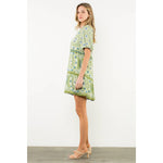 Puff Sleeve Abstract Print Dress