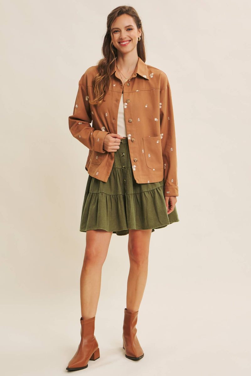Embroydery Cotton Twill Utility Jacket