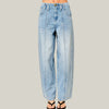 Light blue jeans on a plain background