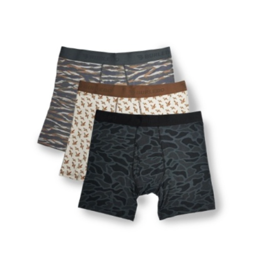 3 sets of boxer briefs in various patterns