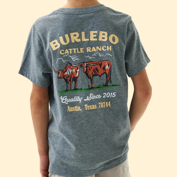 Gray t-shirt with Burlebo Cattle Ranch graphic 