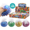 Crazy Squish Ball with LED feature, displayed with packaging on a white background
