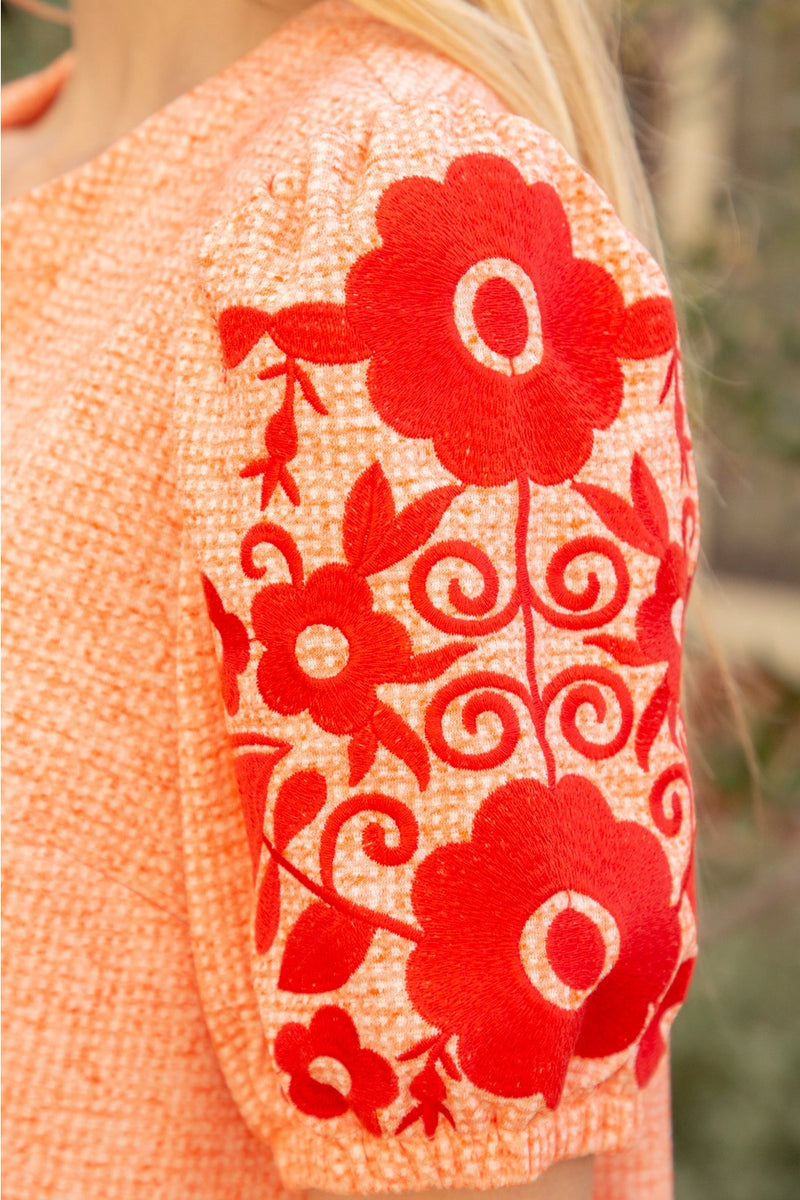 Orange Embroidered Sleeve Tassel