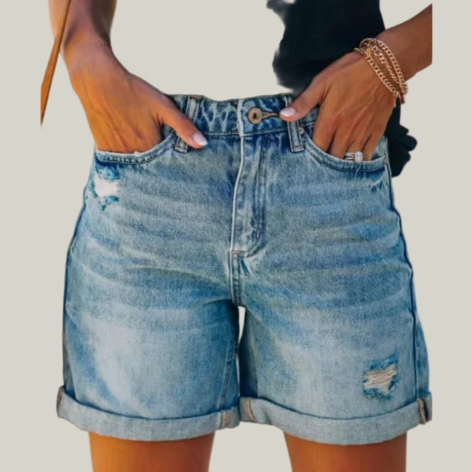 Distressed Denim Shorts